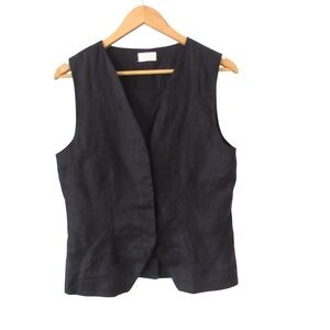 Posse Black Linen Vest Medium Minimalist Elegant Sleeveless Capsule Wardrobe